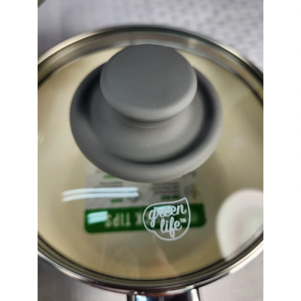 Set NEW Greenlife Healthy Nonstick Ceramic Cookware Dutch Oven & 2 Sauce Pans Li